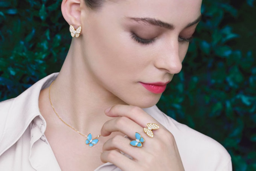 عکس گردنبند طلا ونکلیف طرح Butterfly