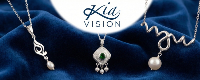 گردنبند نقره زنانه با مروارید کیا ویژن