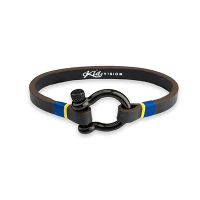 دستبند چرم و استیل مردانه فلیپ لاک