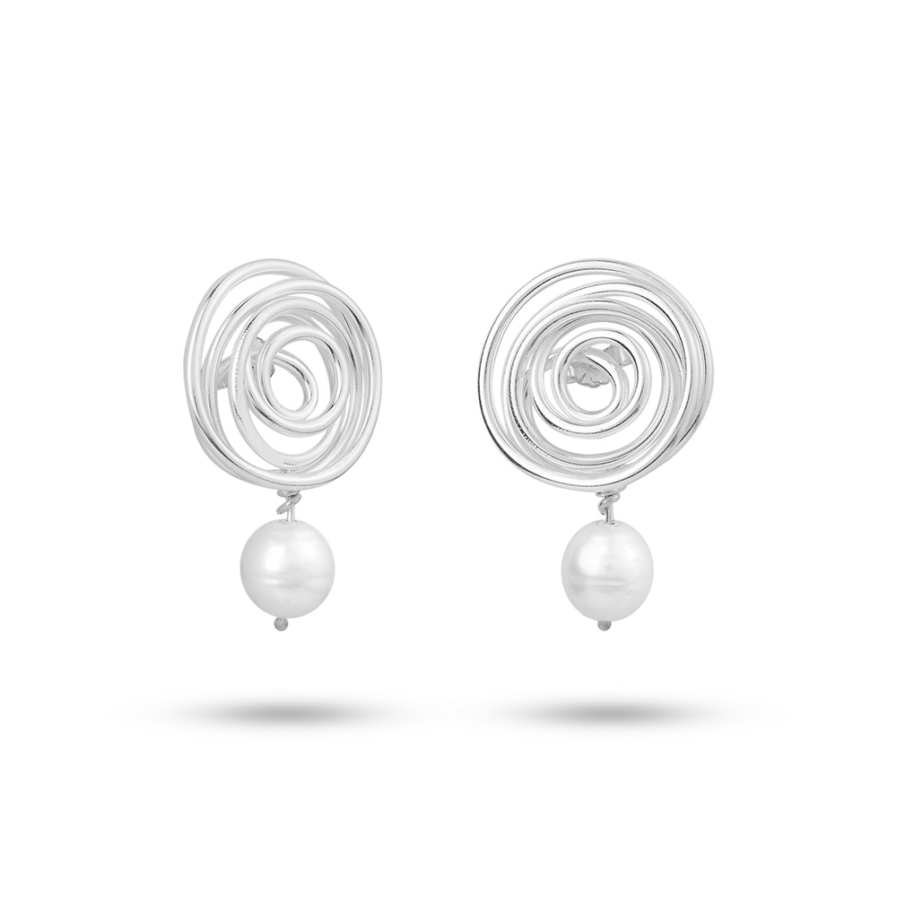 گوشواره نقره پیچ مروارید
